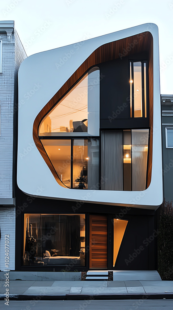 Poster Modern architecture with unique design features
