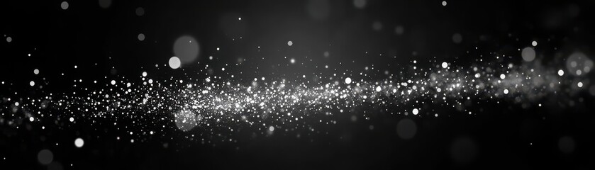 Fototapeta premium Abstract Black Background with White Glimmering Lights and Bokeh