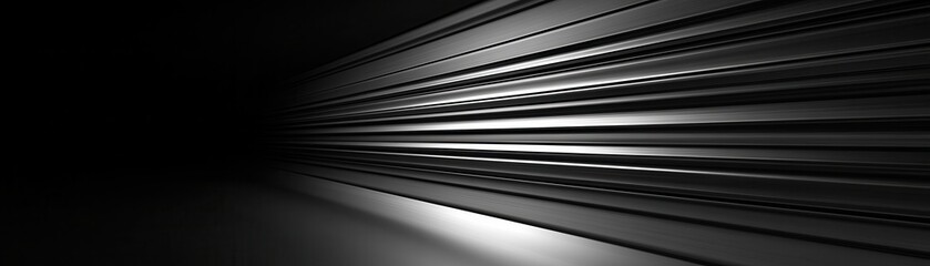 Fototapeta premium Abstract Black and White Horizontal Lines with Perspective