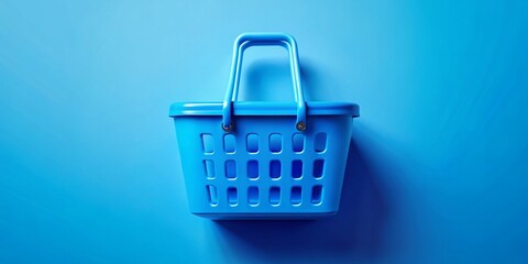 Fototapeta premium Blue Shopping Basket Icon Vector - Outline Design for E-commerce and Retail Applications