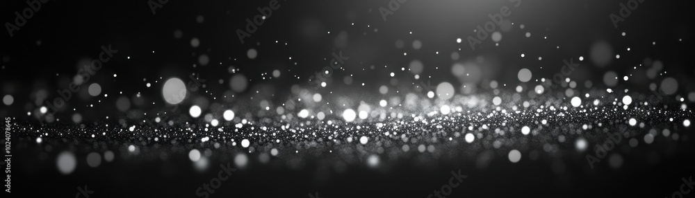 Aufkleber abstract black background with scattered white lights and bokeh