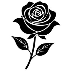 beautiful and nice love Rose art vector silhouette  