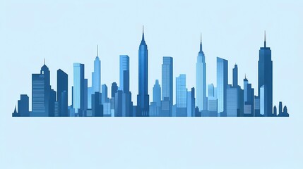 Fototapeta premium A stylized cityscape silhouette with towering skyscrapers