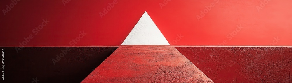 Aufkleber abstract red and white geometric composition with triangular platform