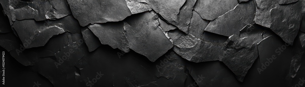 Poster abstract black textured background of interlocking rock fragments