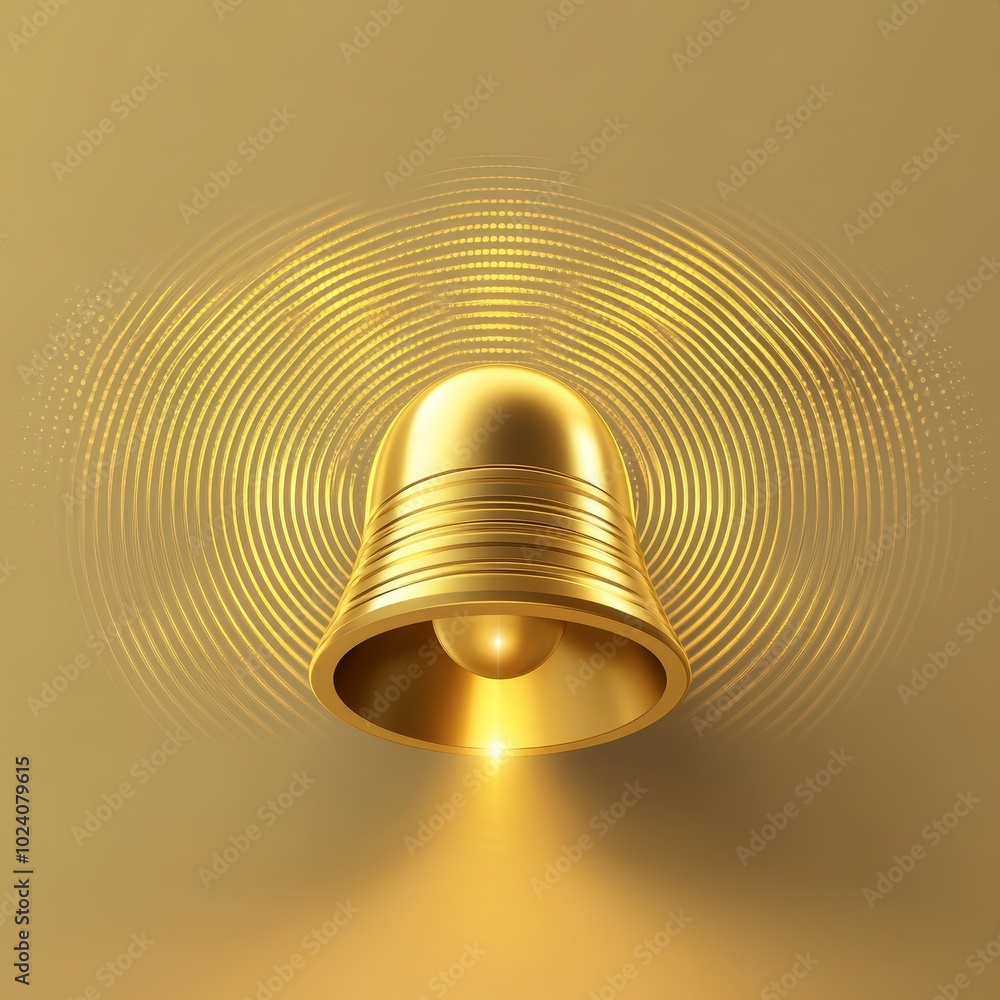 Aufkleber abstract image of golden bell with circular wave patterns around it