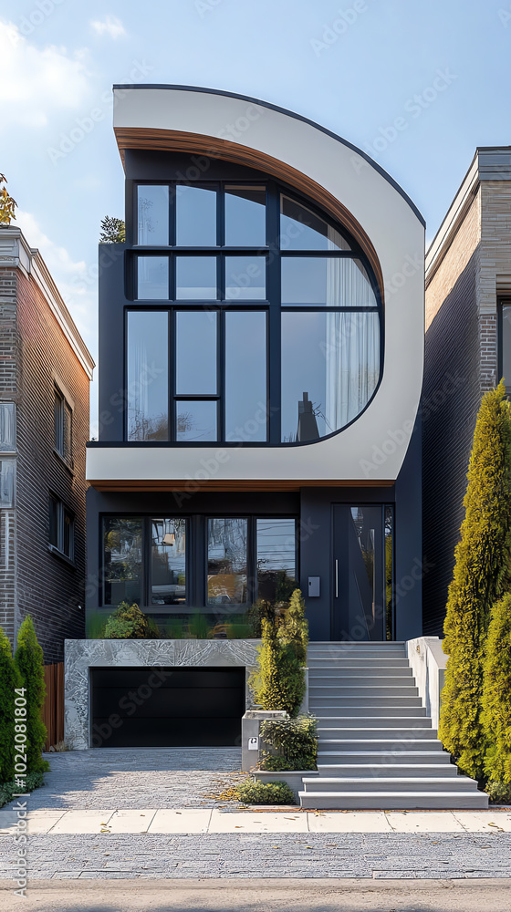 Poster modern house design with unique architecture