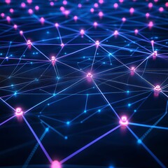 Fototapeta premium Digital network visualization with glowing nodes and interconnected lines