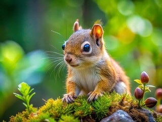 Obraz premium Charming baby squirrel spotted in Minnesota’s wild! A delightful encounter for nature lovers and animal fans,