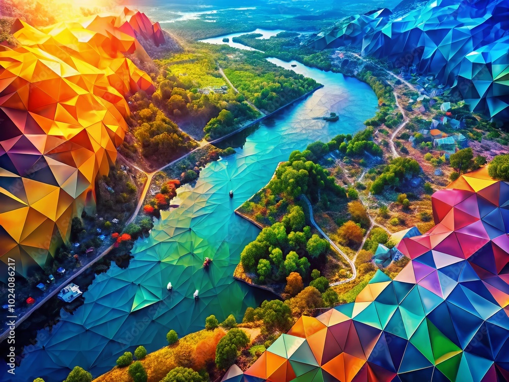 Poster colorful abstract polygon backgrounds in sketch style for modern design projects and creative visual