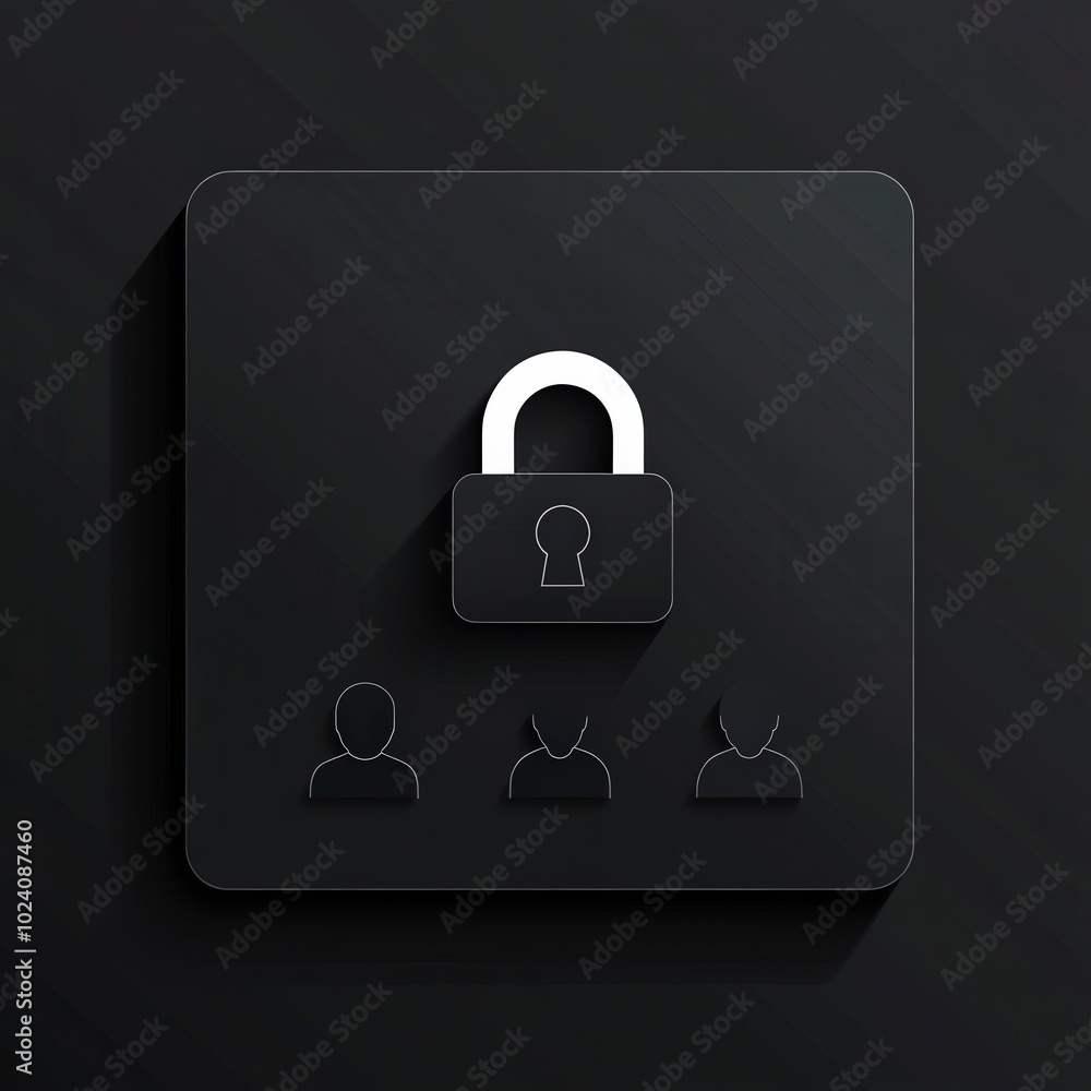 Poster concept of digital security with padlock and user icons