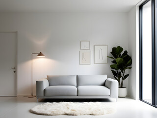 modern simple living room with sofa stylish home interior design background