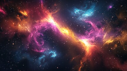 Naklejka premium Cosmic Nebulae with Vibrant Colors and Scattered Stars