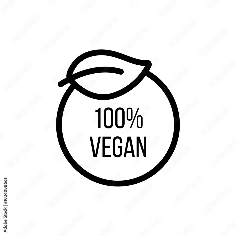 Poster 100% vegan icon outline vector for web ui