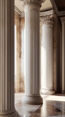 Classic Architecture: Marble Columns in a Grand Hall
