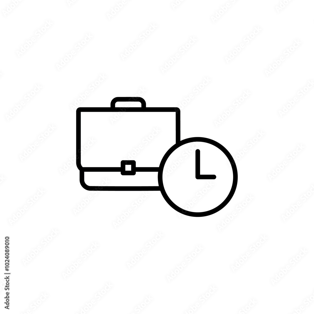 Poster Briefcase with clock icon Outline vector for web ui