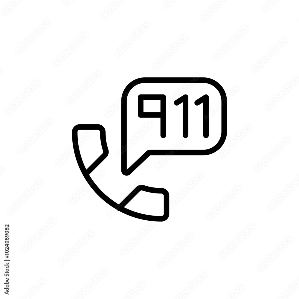 Aufkleber Call 911 phone number icon Outline vector for web ui