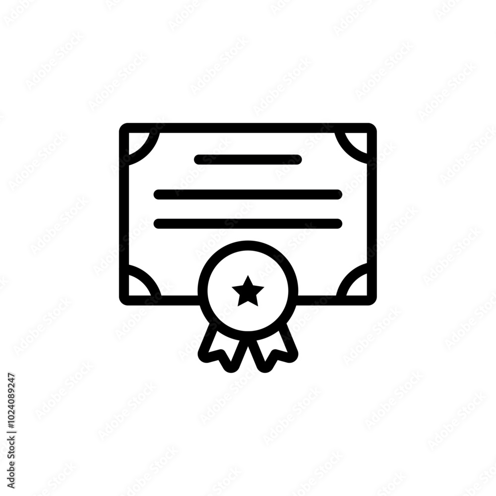 Poster certification diploma icon outline vector for web ui