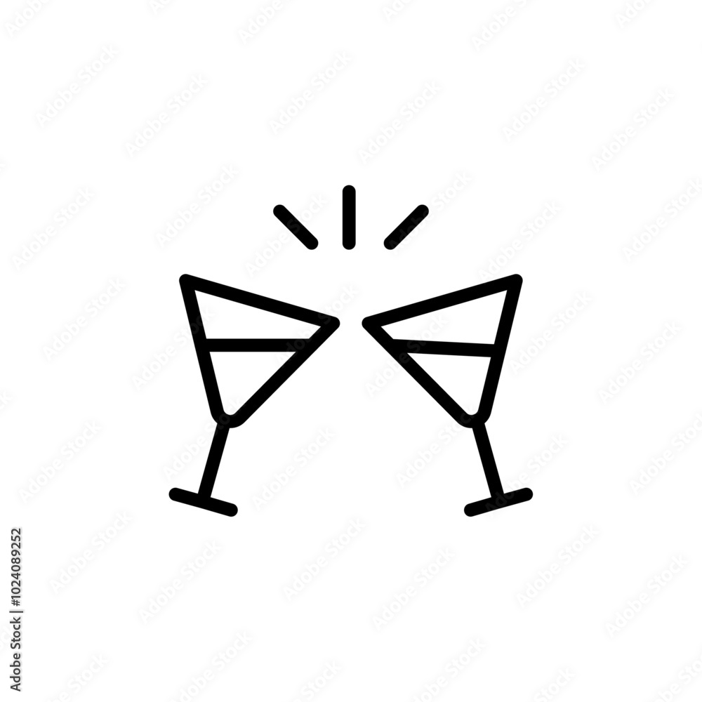 Poster champagne toast icon outline vector for web ui
