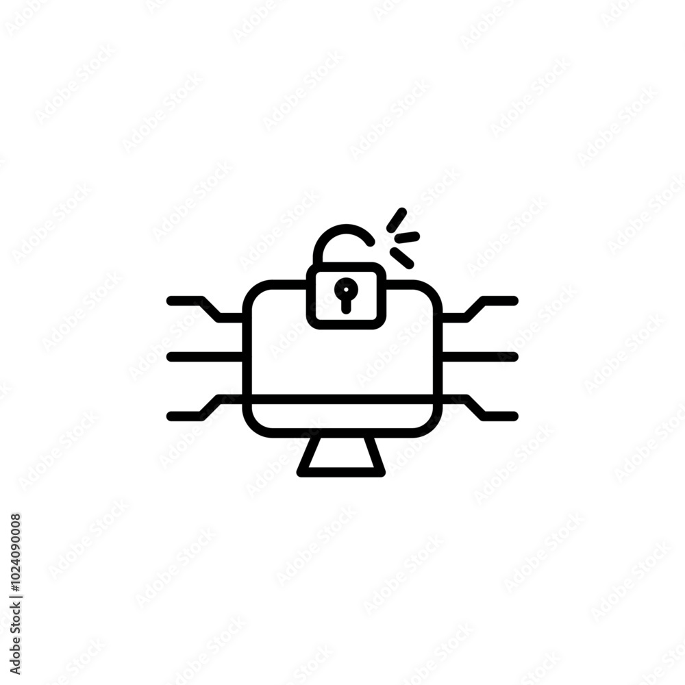 Poster cyber attack icon outline vector for web ui