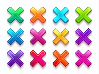 Obraz premium Cross Mark Icon Set - Error X Mark Line and Glyph Wrong Cross Mark Designs for Web and