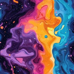 seamless pattern of liquid galaxies swirling in cosmic colors