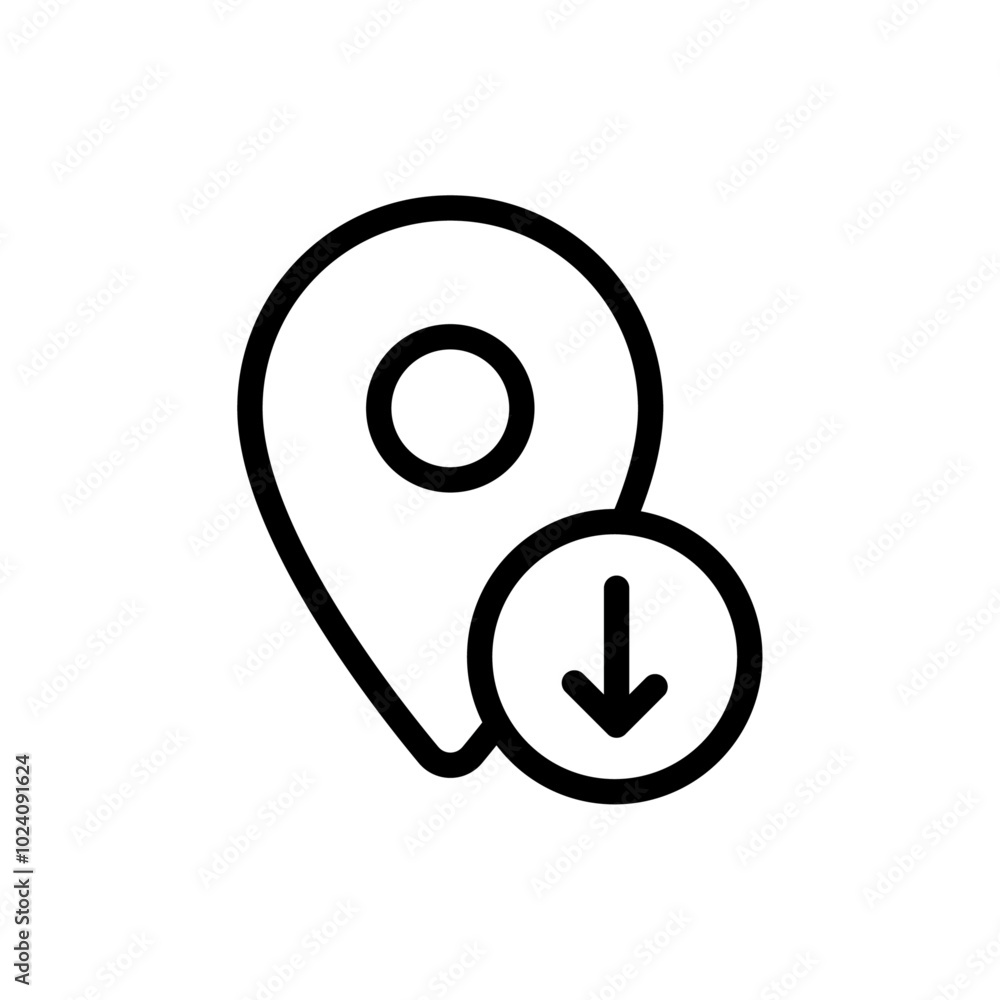 Aufkleber download gps map location icon outline vector for web ui