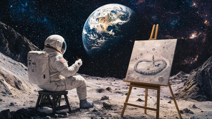 Obraz premium “Strokes of the Universe: An Astronaut’s Vision of Space”