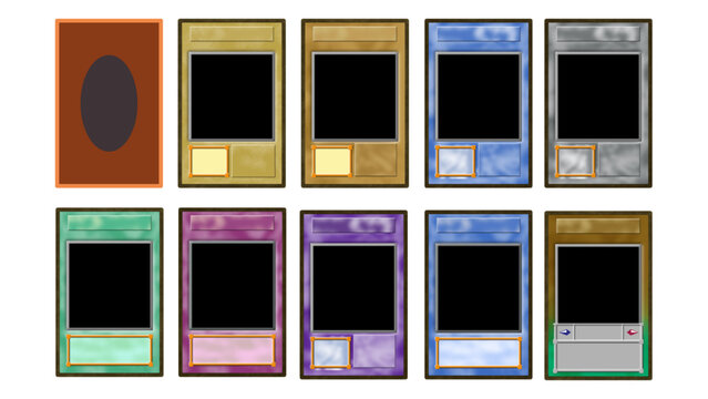 template of anime trading card game with various color