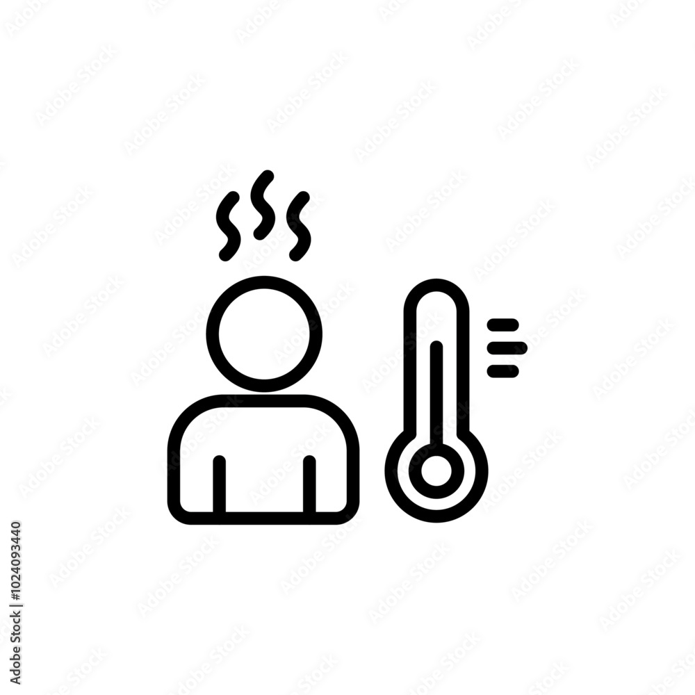 Poster fever, high temperature icon outline vector for web ui
