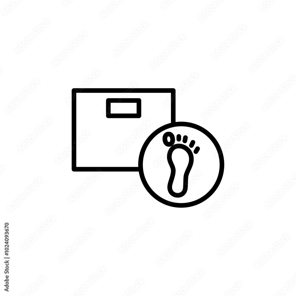 Poster Footprint on weight scale icon Outline vector for web ui