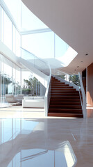 Obraz premium Modern interior with elegant staircase design