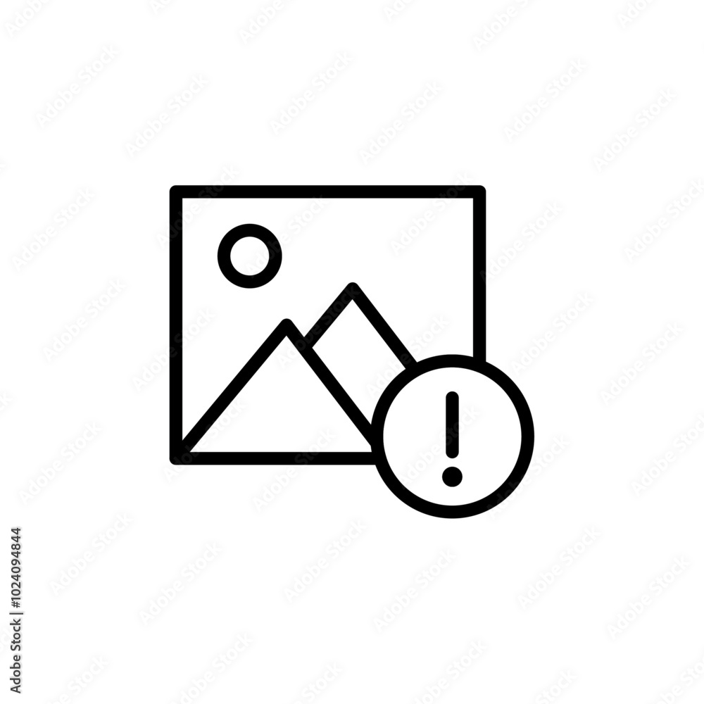 Poster Image Error icon Outline vector for web ui