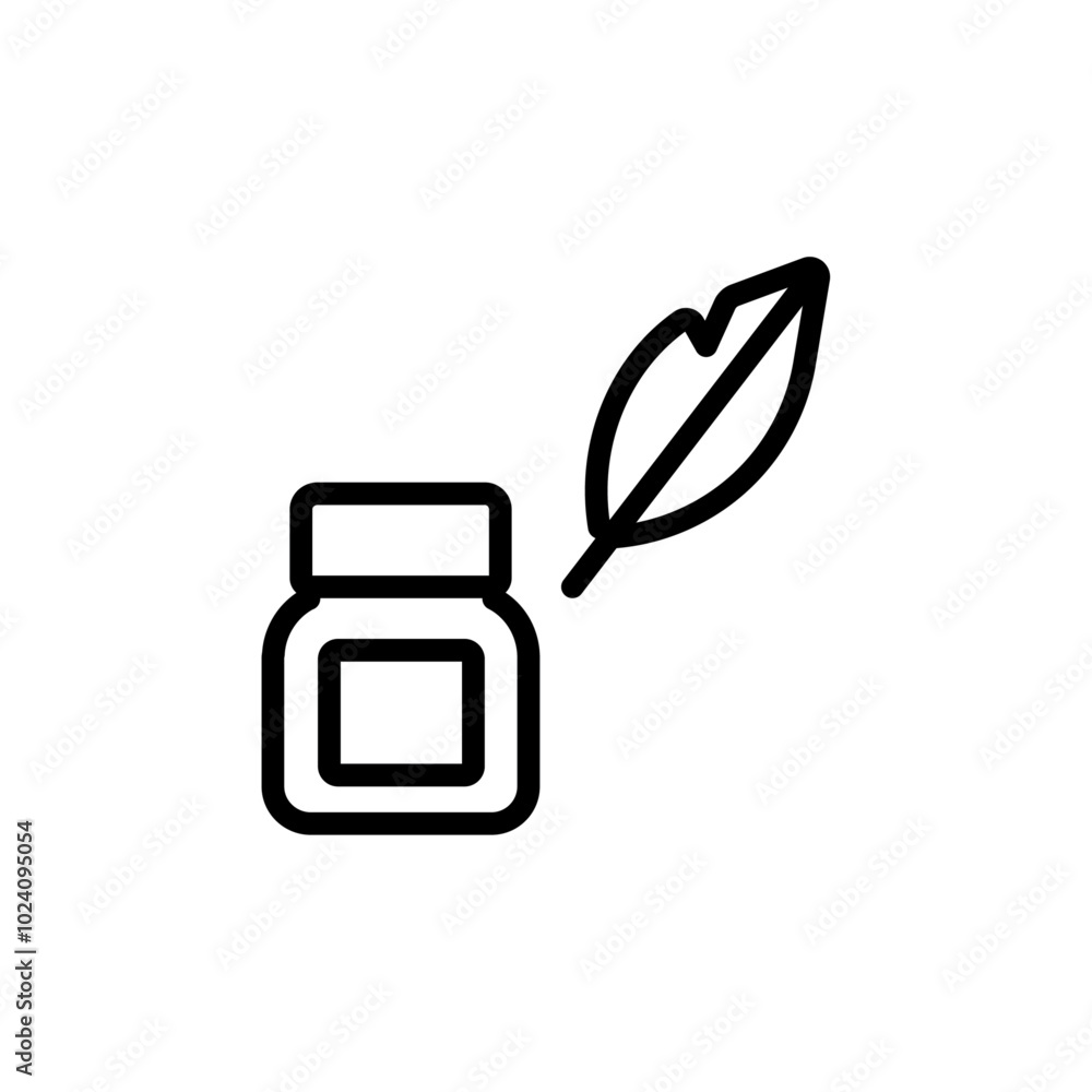 Aufkleber Ink and quill icon Outline vector for web ui
