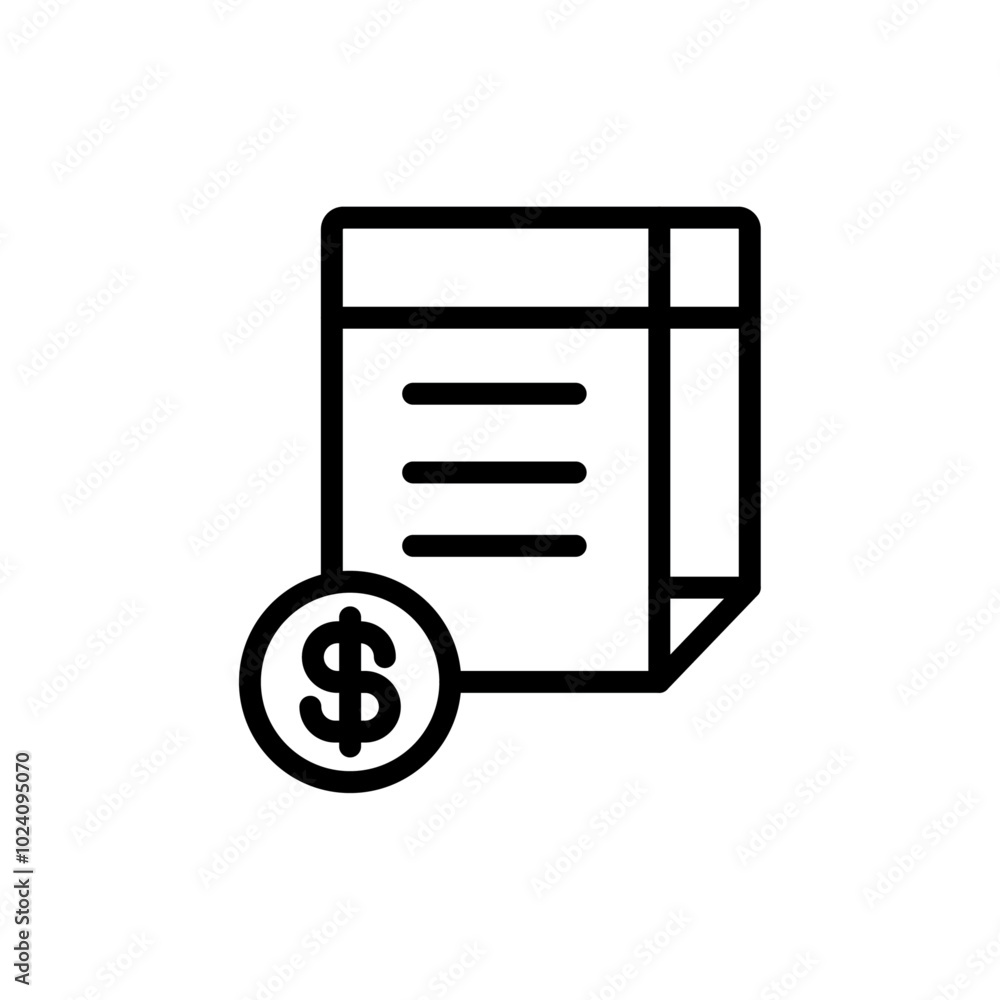 Poster Invoice document icon Outline vector for web ui