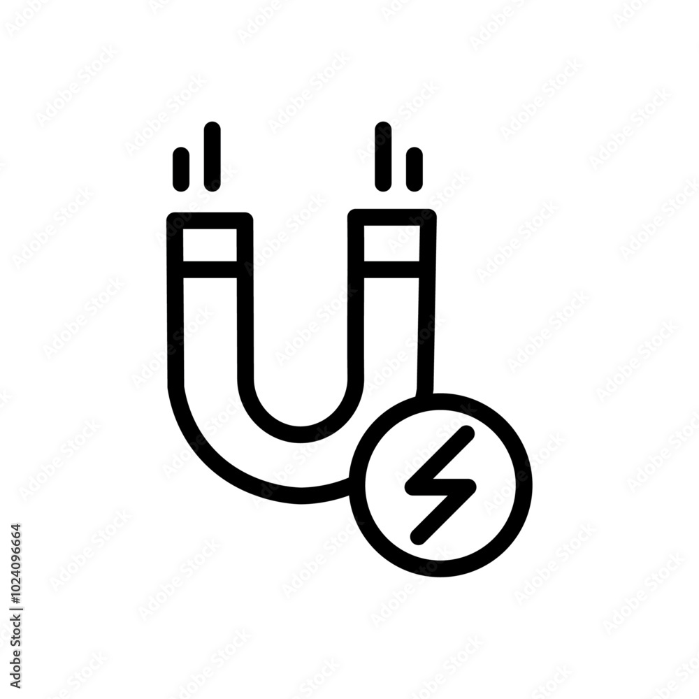 Poster magnet with power icon outline vector for web ui