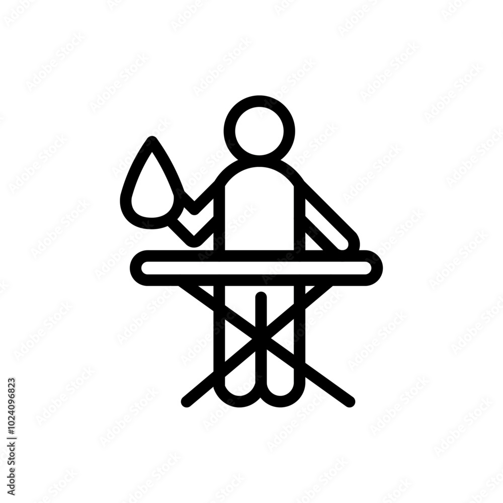 Poster man iron clothes icon outline vector for web ui