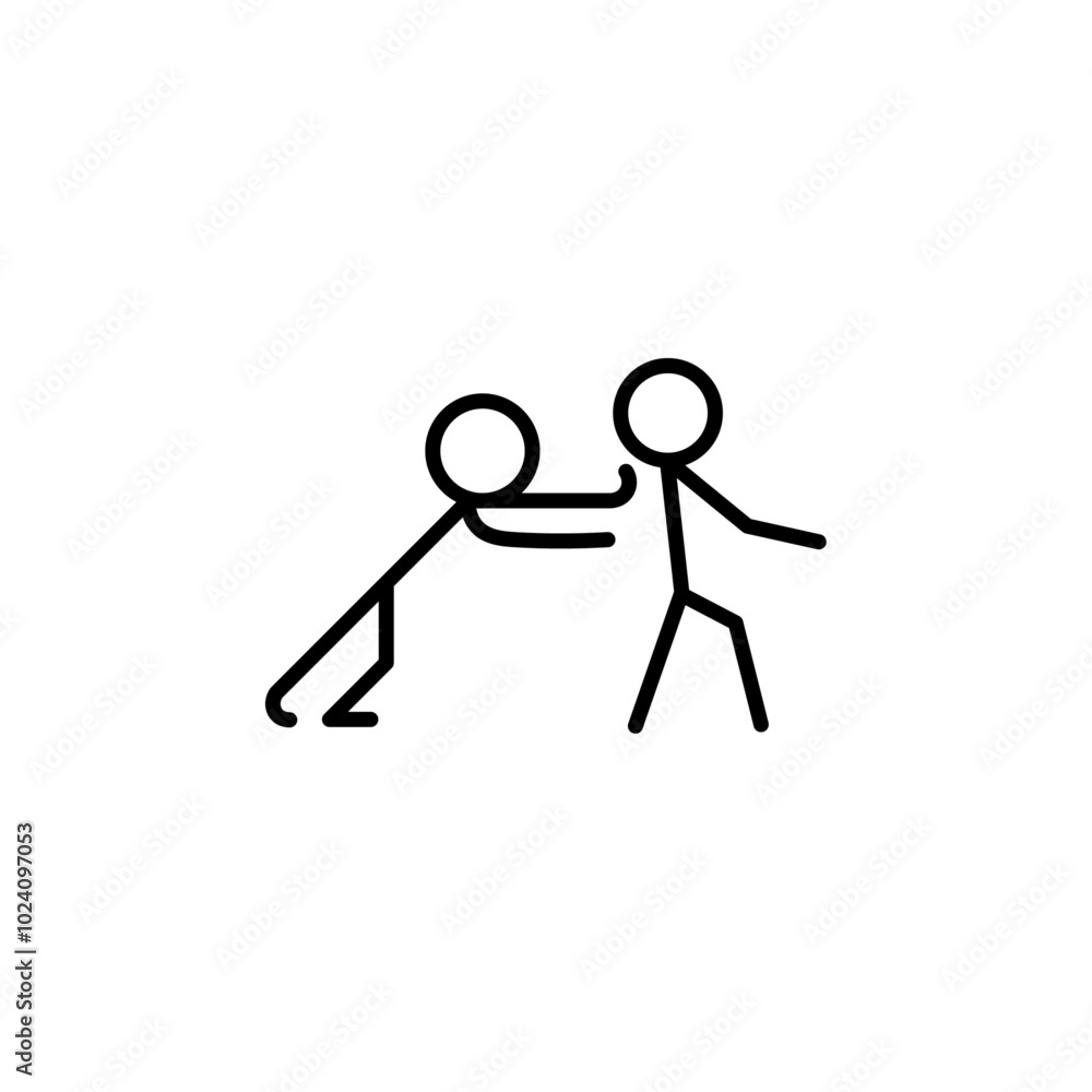 Poster Man pushing another person icon Outline vector for web ui