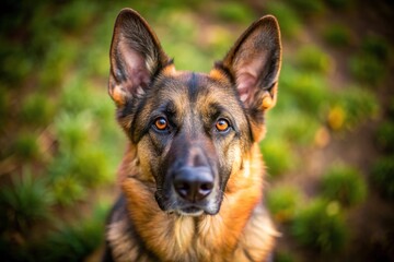 Fototapeta premium Intelligent German Shepherd with a Noble Presence High Angle