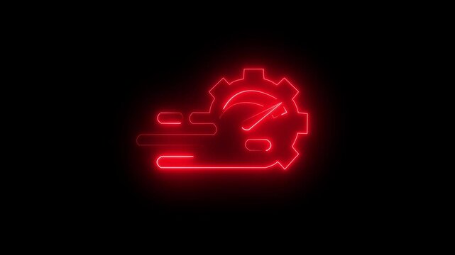 Gear and accelerator. Turbo mode. neon linear icon isolated on black background. Car turbocharger isolated on black  background. Turbo engine.