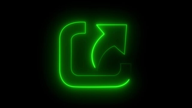 Share symbol icon glowing neon green color animation black background. Neon glowing share arrow icon animation . neon line glowing upload cloud icon animation on black background. 