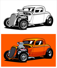 Custom Culture Hotrod Car Illustration 01