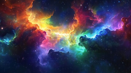 Obraz premium vibrant, abstract representation of quantum rays radiating in a spectrum of colors,