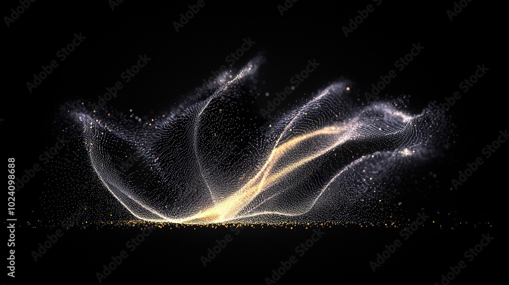 Wall mural abstract particle waves sparkling wavy lines