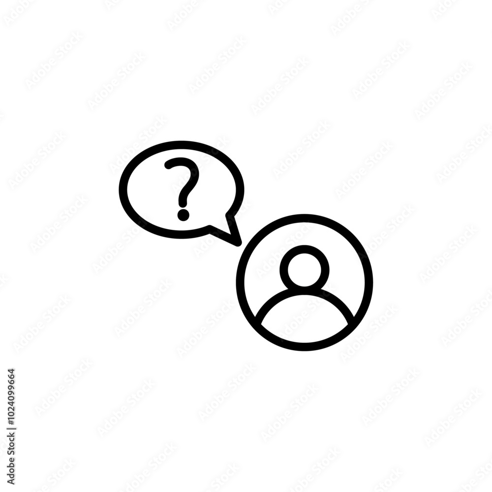 Poster Person asking question icon Outline vector for web ui