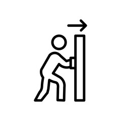Person push the door icon Outline vector for web ui