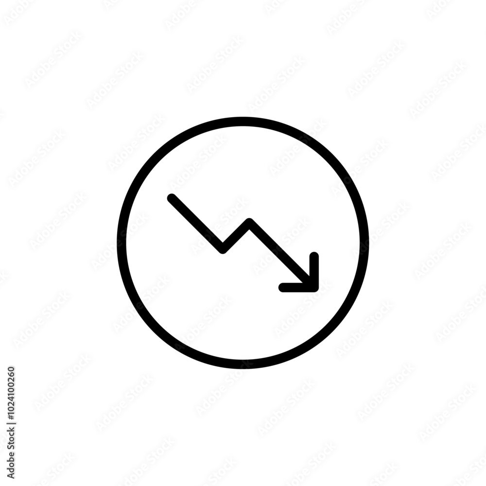Aufkleber red down arrow icon outline vector for web ui