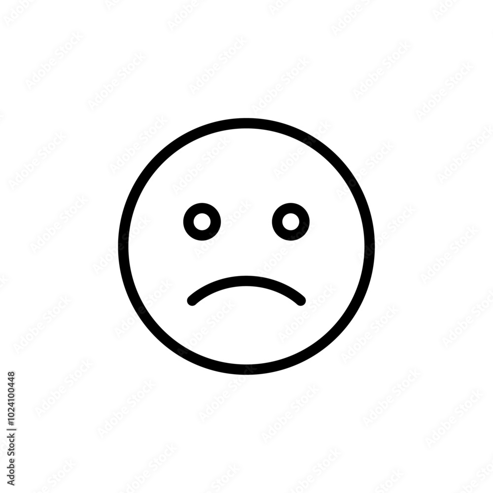 Poster sad, upset or lonely emoticon icon outline vector for web ui