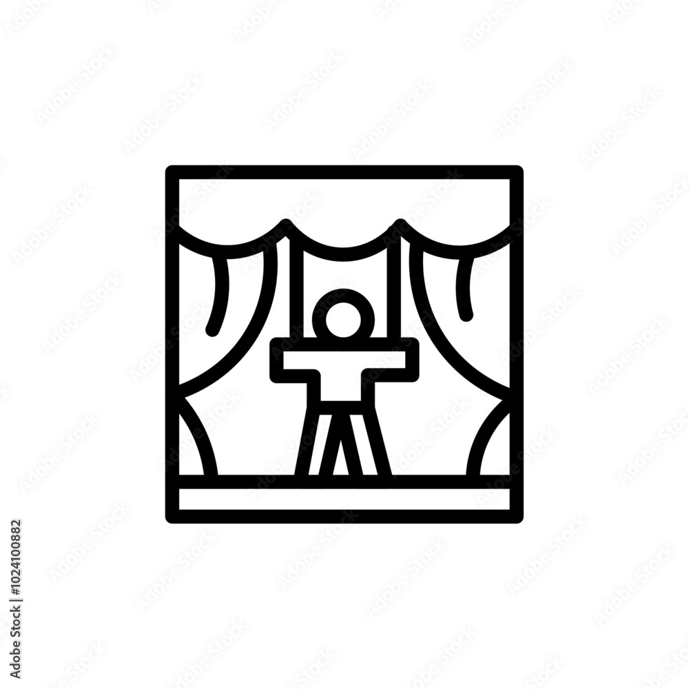 Poster Stand up and theater show icon Outline vector for web ui