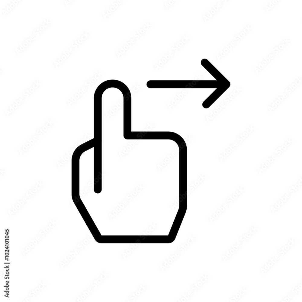 Poster swipe right icon outline vector for web ui